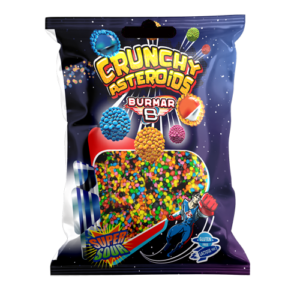 Bolsa 100g Crunchy Asteroids Disco. Nuestra golosina más ácida y crujiente.