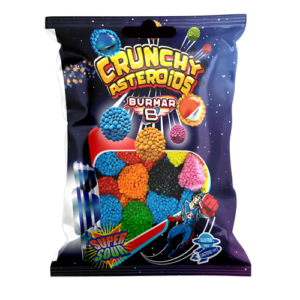 Bolsa 100g Crunchy Asteroids Surtidos. Nuestra golosina más ácida y crujiente.